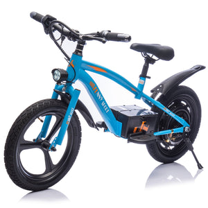 English Elm 24v Kids Electric Dirt Bike 300w Motor 16in Pneumatic Tires Adjustable Seat Ages 5 to 12 Blue W1578P335445