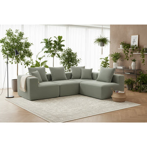 English Elm Modular Low Profile Sectional Sofa Plush Chenille Upholstery for Cozy Living Rooms W3326S00033