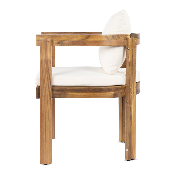 English Elm 7 Piece Solid Acacia Hardwood Outdoor Dining Set with Cream Cushioned Chairs Patio Teak N762P371718D_N762P380633A6