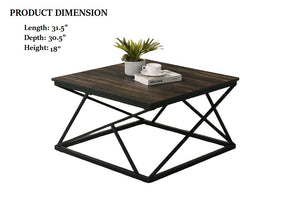English Elm Rustic 3pc Table Set with Wrought Metal Abstract Side Panels Engineered Wood Tops Durable Charm Black,Dark Brown 38 L x 35 W x 5 H B2741P391810