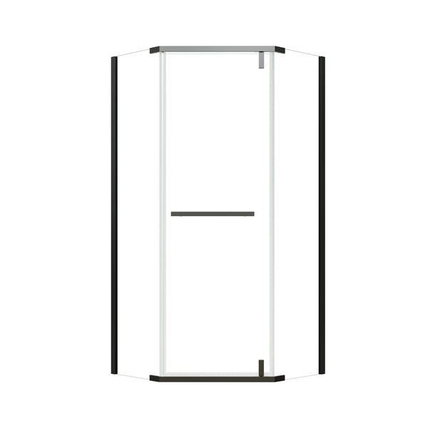 English Elm Corner Frameless Neo-angle Pivot Shower Enclosure with Tempered Glass and Sleek Hardware W637P348794