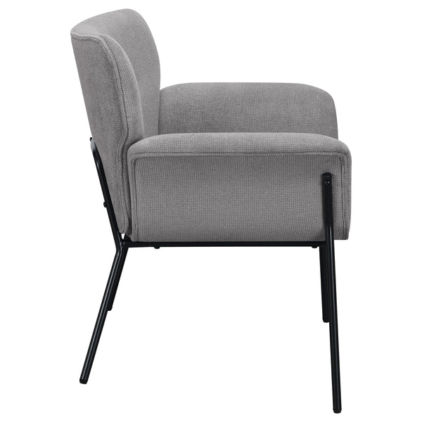 English Elm Davina Ash Grey Upholstered Chair with Flared Arms, Plush Seat & Metal Legs for Modern Minimalist Homes B062P344977