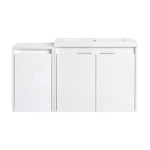 English Elm 36" Bathroom Vanity With Resin Sink – Modern Wall-Mounted Design, Soft-Close Doors & Extra Storage W999S00419