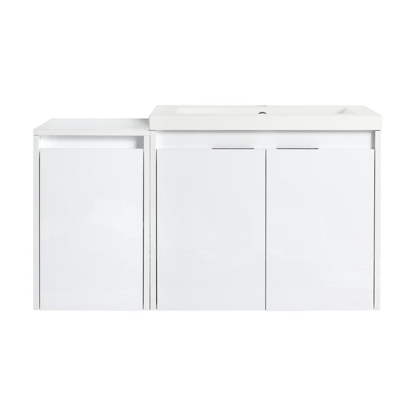 English Elm 36" Bathroom Vanity With Resin Sink – Modern Wall-Mounted Design, Soft-Close Doors & Extra Storage W999S00419
