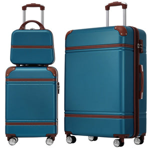English Elm Hardshell 3 Piece Abs Spinner Luggage Set with Tsa Lock Lightweight Travel Suitcases Blue N732P171585C
