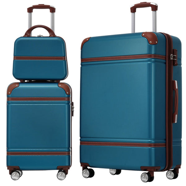 English Elm Hardshell 3 Piece Abs Spinner Luggage Set with Tsa Lock Lightweight Travel Suitcases Blue N732P171585C