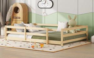 English Elm Full Full Size Montessori Floor Bed in Natural Pine for Kids — Low-Profile, Sturdy, Easy Assembly, Safe Design Oak W1820P331920