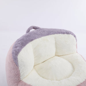 English Elm Oversized Multicolor Faux Fur Bean Bag Chair - Cozy Lounger With Shredded Foam, No Assembly Needed! W3723P375715-GIGA