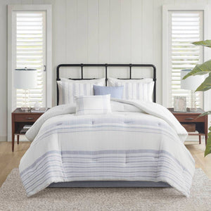 English Elm 6 Piece Cotton Jacquard Oversized Comforter Set - Luxurious Bedding With Decorative Pillows & Bedskirt B035P280376