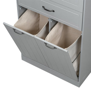 English Elm Christopher Knight Home® - Bathroom Storage Cabinet with Doors Drawer & Dual Laundry Baskets, MDF Build, Adjustable Shelf, Anti-Tip Device Grey N759P243350E