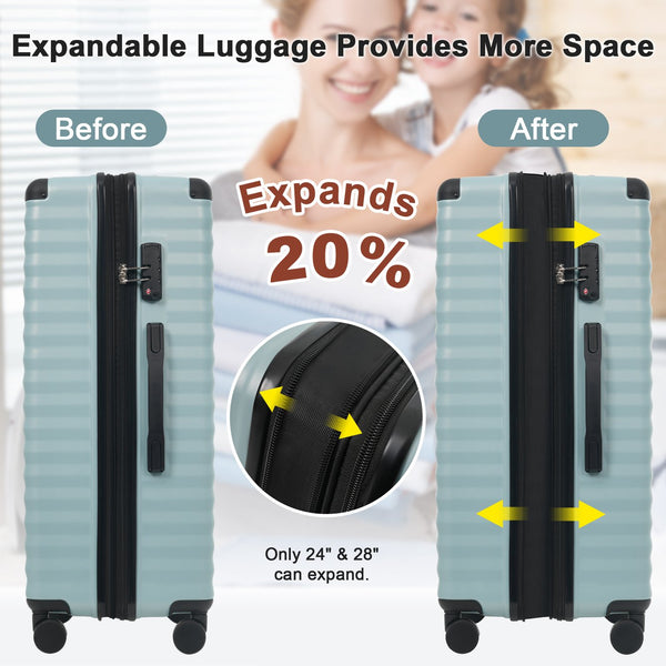 English Elm Luggage 5 Piece Abs Hardshell Travel Set with Usb Port Spinner Wheels and Tsa Lock Light Blue N732P265290N