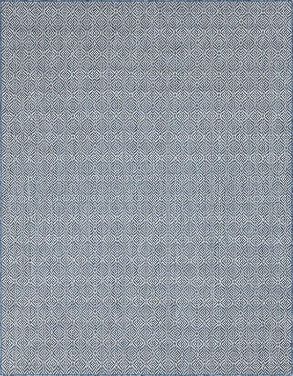 Unique Loom Outdoor Trellis Deco Trellis Machine Made Trellis Rug Blue, Ivory/Navy Blue 9' 0" x 12' 0"