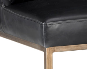 Sunpan LEIGHLAND DINING CHAIR - Timeless Tufted Elegance with Antique Brass Frame for Sophisticated Spaces Black 104910