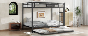 English Elm Full Metal Bunk Bed With Twin Trundle - Stylish, Space-Saving Design For Families And Guests! W1580S00129