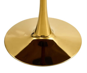 English Elm Tulip Dining Table - Round 80Cm Natural Wood Top With Elegant Golden Legs For Stylish Dining Spaces W370P190386-GIGA