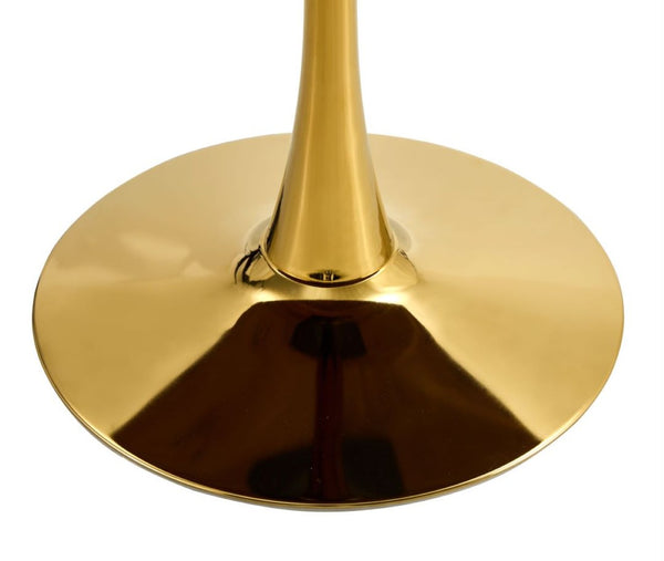 English Elm Tulip Dining Table - Round 80Cm Natural Wood Top With Elegant Golden Legs For Stylish Dining Spaces W370P190386-GIGA