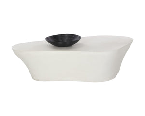 Sunpan Dali Coffee Table - Stunning White Concrete Design with Unique Curves for Indoor and Outdoor Elegance