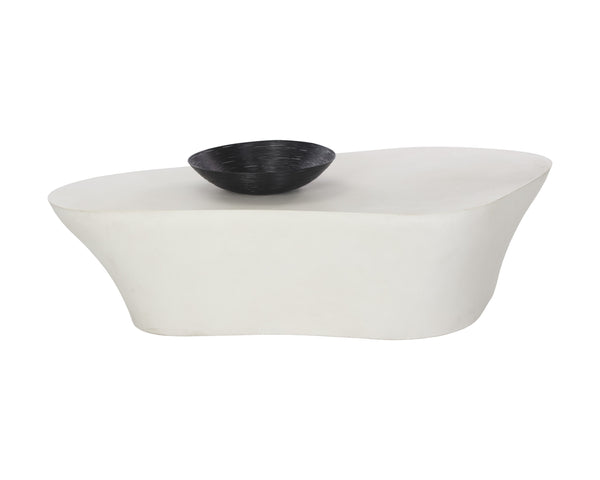 Sunpan Dali Coffee Table - Stunning White Concrete Design with Unique Curves for Indoor and Outdoor Elegance