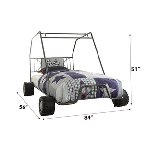 English Elm Xander Go Kart Twin Bed Frame with Durable Metal Build, 8-Slat Support & Race-Inspired Design Gunmetal 30 L x 11 W x 11 H B2726S00218