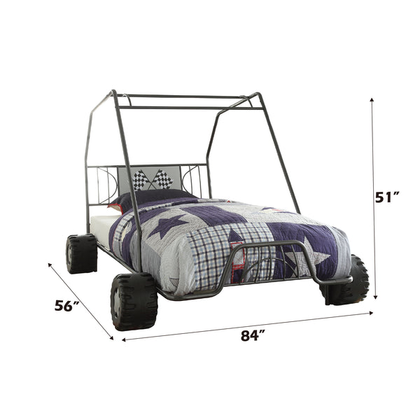 English Elm Xander Go Kart Twin Bed Frame with Durable Metal Build, 8-Slat Support & Race-Inspired Design Gunmetal 30 L x 11 W x 11 H B2726S00218