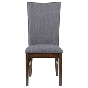 English Elm Wawona Grey Upholstered Dining Side Chair Set of 2 — Tall Back Comfort, Tapered Profile, Brown Wood Base B062P375534