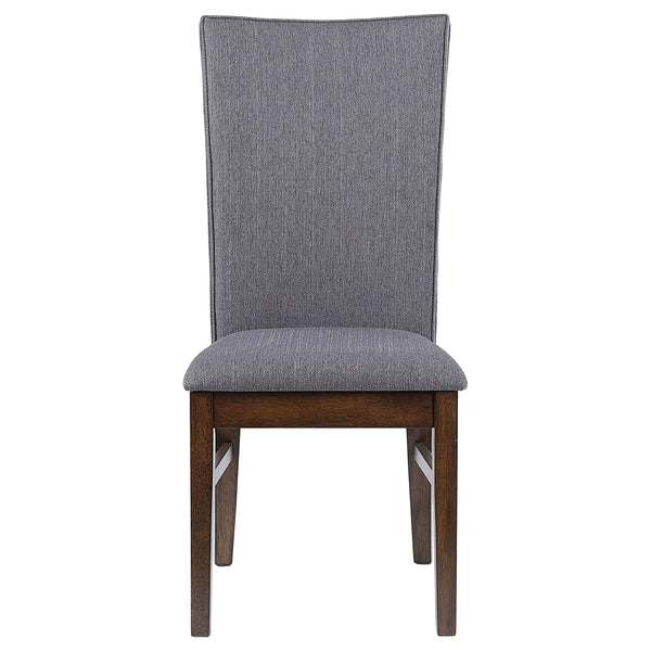 English Elm Wawona Grey Upholstered Dining Side Chair Set of 2 — Tall Back Comfort, Tapered Profile, Brown Wood Base B062P375534