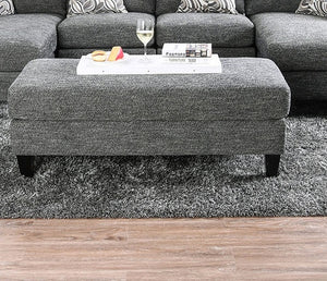 English Elm Gray Chenille 5pc Sectional Sofa Set with Chaise Ottoman & Patterned Pillows, Plush High-Density Comfort, Tapered Legs B2741S00063