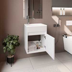 English Elm Bathroom Compact Vanity with Sink and Single Door Cabinet, Engineered Wood, Modern Minimalist Design White 23.62 L x 20.87 W x 11.42 H B097P350307