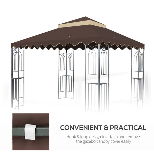 English Elm 10X10 Ft Outdoor Patio Gazebo Replacement Canopy - Durable Double-Tiered Cover For Year-Round Use W419P198353