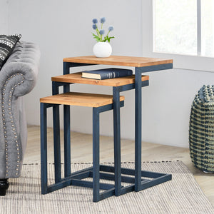 English Elm Christopher Knight Home® - NESTING Kacha Modern Industrial Firwood Nesting Tables Set of 3 — Sturdy Iron Frames, Antique Brown Finish, Space-Saving Design 57836.00