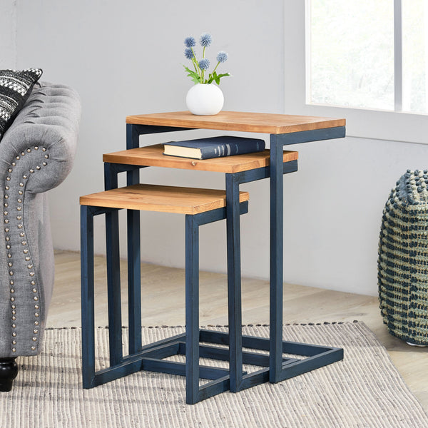 English Elm Christopher Knight Home® - NESTING Kacha Modern Industrial Firwood Nesting Tables Set of 3 — Sturdy Iron Frames, Antique Brown Finish, Space-Saving Design 57836.00