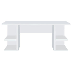 English Elm Hannah Contemporary White 4-Shelf Writing Desk with Open Side Storage, Spacious 70.75" Surface B062P351421