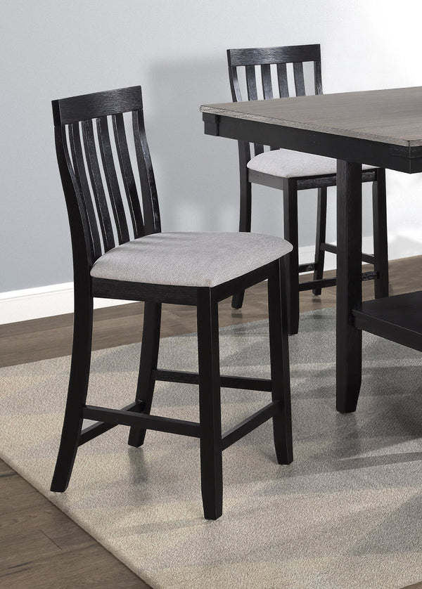 English Elm 2pc Black/Light Gray Counter Height Chairs Slat Back Wooden Seats Set of 2 Modern Dining Accents B011P257337