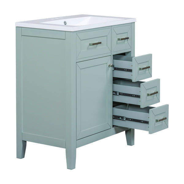 English Elm 30" Green Bathroom Vanity With Sink Combo - Modern Design, Solid Wood, Ample Storage & Easy Install N725S999222F