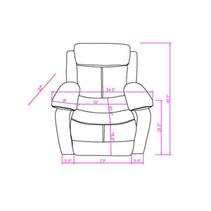 English Elm Blanche Manual Glider Recliner with Led Lighting Pillow Arms Media Room Lounge Grey B201P412062