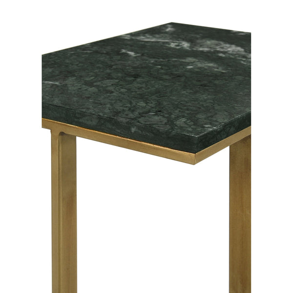 English Elm Encina Genuine Marble Top Antique Gold C-shape Sofa Snack Table for Living Room Green B062P451842