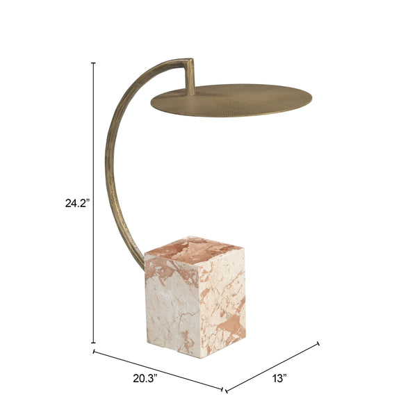 Zuo Modern Voler Side Table In Brass With Polished Marble Top – Modern Elegance For Any Living Space Brass Iron,Natural Marble 110598-zuo-modern