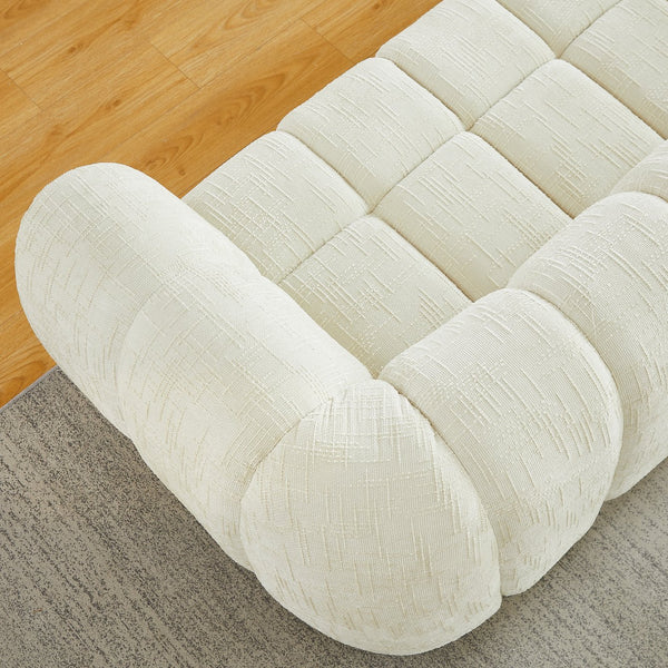 English Elm Chenille Cloud Sofa with Quilted Seat and Piano Backrest for Modern Living Spaces Beige W834P442222