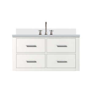 English Elm White Single Bath Vanity With Cultured Marble Top & Chrome Faucet - Stylish Storage Solution! B2731P257982-GIGA