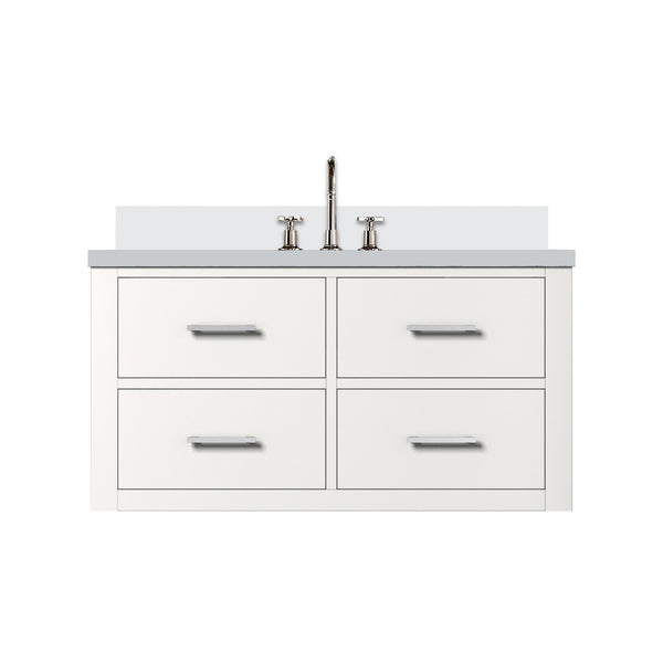 English Elm White Single Bath Vanity With Cultured Marble Top & Chrome Faucet - Stylish Storage Solution! B2731P257982-GIGA