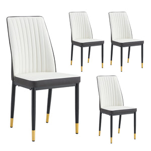English Elm 4 Modern Dining Chair Set – Stylish White & Grey High-Back Pu Chairs With Sturdy Black Legs, 4-Pack W1151P192238