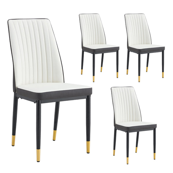 English Elm 4 Modern Dining Chair Set – Stylish White & Grey High-Back Pu Chairs With Sturdy Black Legs, 4-Pack W1151P192238