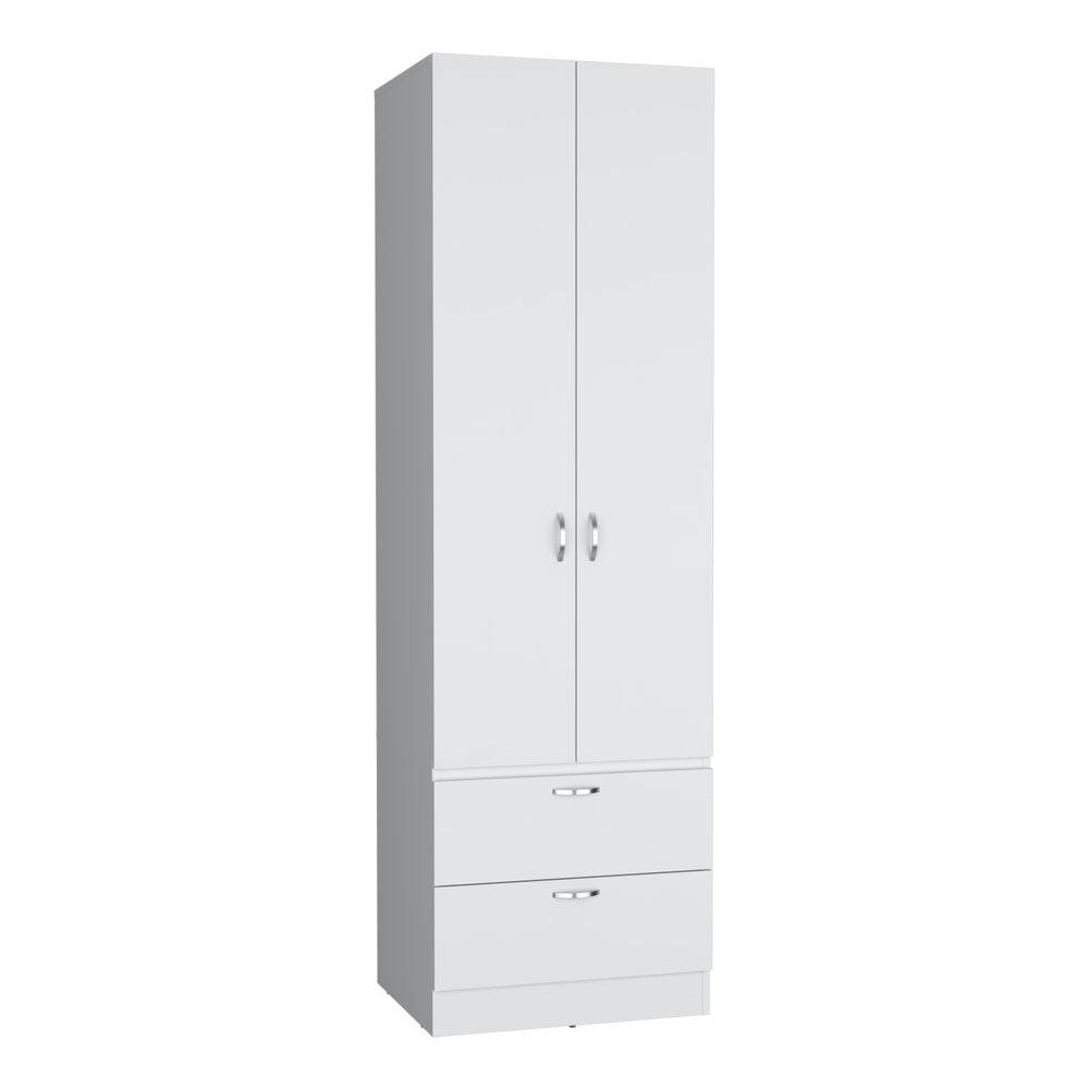 English Elm Vico 76" High Armoire Wardrobe Closet with 2 Drawers, Hanging Rod & Shelves — White Organizer B070P188838