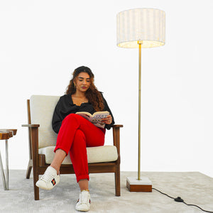 English Elm Ashcroft Furniture - Minimalist Floor Lamp - Sleek Slim Design With Neutral Shade For Modern Living Room & Bedroom Ambiance B183P315095