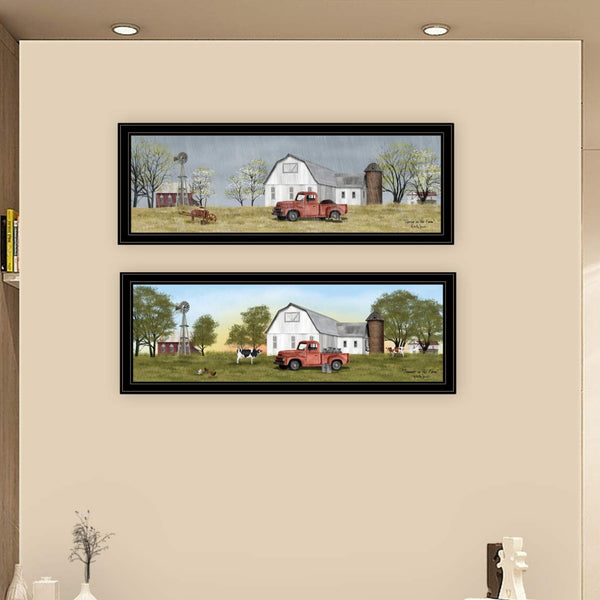 English Elm Trendy Decor 4u Billy Jacobs Two Piece Pastoral Farmhouse Framed Canvas Wall Art Set B06787312