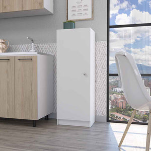 English Elm Miami White Single Door Pantry Cabinet with 4 Shelves, Space-Saving Particle Board, Easy Assembly B128P148940