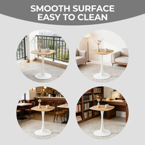 English Elm 23.62 Inch Round Pedestal Dining Table Oak Finish Compact Contemporary Accent W3766P397277