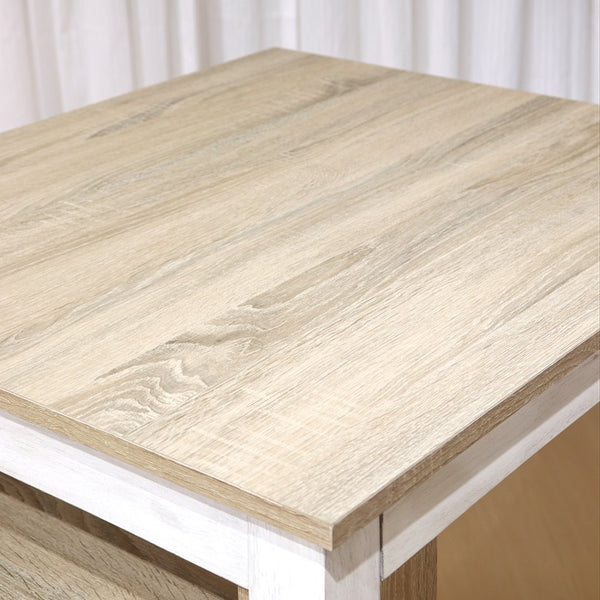 English Elm 3 Piece Counter Height Dining Set with Shelving Cushioned Stools Modern Farmhouse Kitchen Ameican White Oak,Ancient White W2537P369837