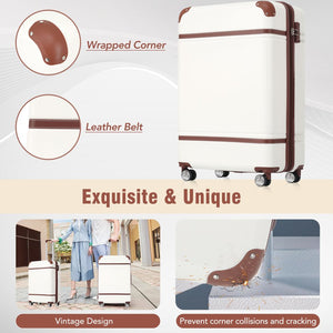 English Elm Hardshell 3 Piece Abs Spinner Luggage Set with Tsa Lock Lightweight Travel Suitcases White N732P171585K