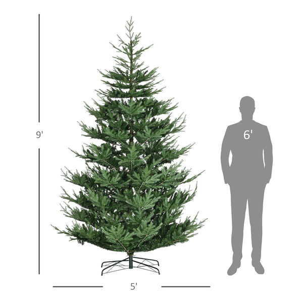 English Elm Homcom 9-Foot Lifelike Pine Christmas Tree With 1939 Branches, Easy Setup, Sturdy Base & Green Decor W2225P229268